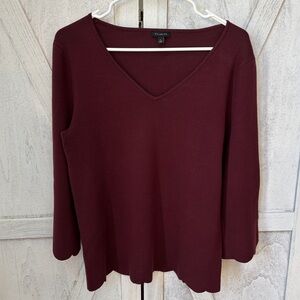 Talbots Scalloped Hem Sweater Women’s Size Large Merlot V Neck Pullover